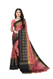 DHRUVI TRENDZ Women Cotton Silk Saree(DT-S175_Pich-Black_Free Size)