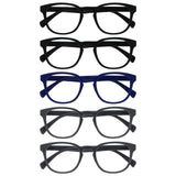 OPULIZE POP Reading Glasses for Women Men,Scratch Resistant Round Matt Frame with Spring Hinges, Black, Blue, Grey +1.50 (Pack o