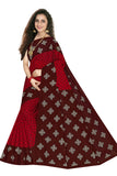 TAMAIRA FASHION Plain Weave Womens Pure Cotton Saree Without Blouse Piece (973_Red and Dark Chocolate)