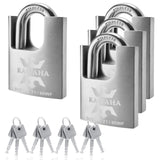 KAWAHA 21/60-4PS High Security Stainless Steel Shrouded Padlock with Stainless Steel Key for Both Indoor and Outdoor use (Heavy 
