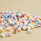 ToBeIT 100pcs Ceramic Beads Flower Decal Spacer Beads Chinese Handmade Spacer Beads for Jewelry Making(10mm)
