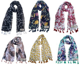 Fusfus WomenS Printed Chiffon Scarves And Stoles, Free Size(Multicolour, Fs1281) Pack Of 6 (Multicolor2)