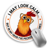 Funny Chicken Mouse Pad, Small Round Rooster Mouse Pads for Desk, Mini Travel Mousepad for Work Wireless Computer Laptop, Office
