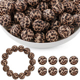 HHCFAST 50Pcs Black Camel Leopard Silicone Beads for Keychain Making, Pattern Print Silicone Beads for Pens Necklace Bracelets C
