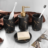 Qulable Black Bathroom Accessories Set Complete, 4 Pcs Ceramic Bathroom Decorations Accessories Sets Includes Lotion Dispenser,