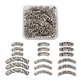 KISSITTY 30pcs/Box Antique Silver Filigree Long Curved Noodle Tube Spacer Beads 24-64mm Long for DIY Jewelry Making Hole 3.6-5.6