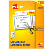 Avery Clear Laminating Sheets, 9 x 12, Permanent SelfAdhesive, 10 Sheets (73603)