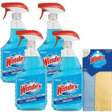 Windex Original Glass Cleaner, 4 36oz Spray Bottles with Microfiber Cloth 144oz Total