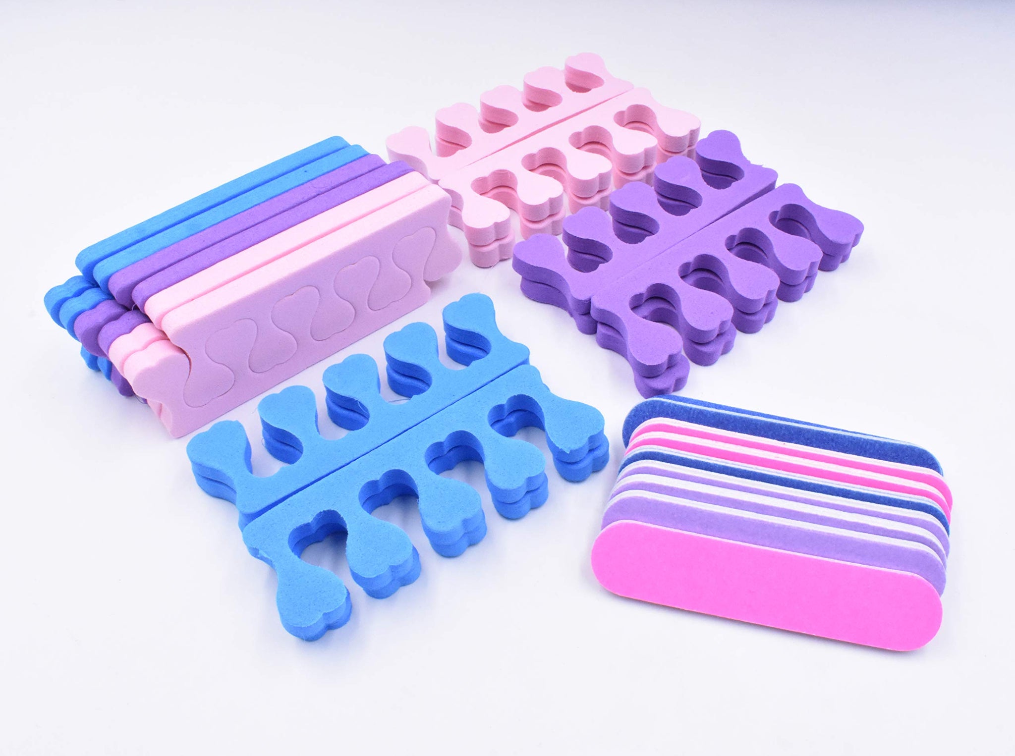 12 Pair Soft Two Tone Foam Toe Separators, Toe Spacers, Great Toe Cushions for Nail Polish, Pedicure, Manicure, Includes 9pcs As