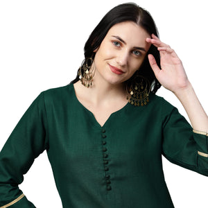 Anni Designer Women'S Ruby Cotton Straight Kurta With Palazzo & Dupatta (Game Green Sty_S_Green_Small),Green,S,Ruby Cotton,Straight,Kurta, Pants, Scarf