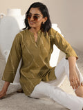 Libas Women'S Silk Blend Lehriya Printed Straight Kurti (29665_Olive_M)