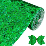 Greatdiy Sparkly Green Chunky Glitter Faux Leather Roll 12 x 52 inch Shiny Solid Color Christmas PU Fabric for Making DIY Hair B