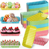 FoldTier 8oz Paper Food Boat Trays 2lb Sturdy Paper Banana Split Boats Disposable Ice Cream Sundae Dishware Bowl Boats Plate for