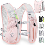 BECOJADDE Running Vest Hydration Backpack with Two 500ML Soft Water Bottles for Men Women, 5L Lightweight Running Pack Hydration
