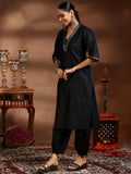 Libas Women'S Silk Blend Kurta Set (39064_Black Black Xs
