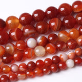 45PCS 8MM Natural Red Carnelian Stripe Agate Stone Beads Energy Healing Beads for DIY Jewelry Bracelet Necklace Making for Jewel