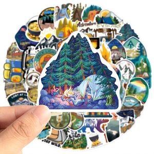 100 Pcs Wilderness Hiking Adventure National Natural Park Outdoor Camping Stickers, Must-Have Sticker Signs for Outdoor Lovers a
