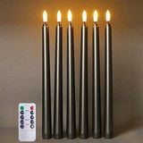 Ni-JASW Black Halloween Flameless Taper Candles with Remote, Flickering LED Candlesticks Battery Powered Set of 6