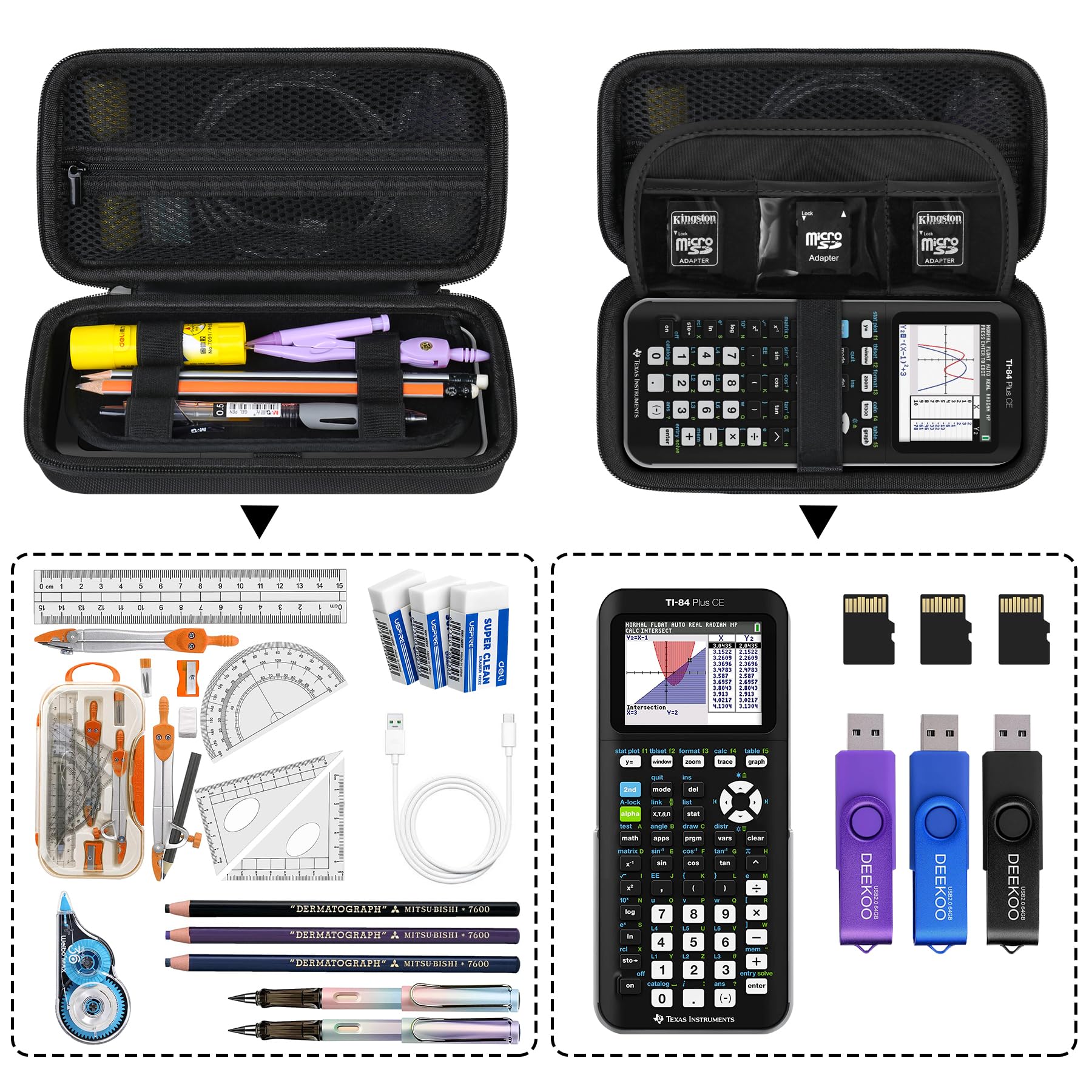 Supmay Hard Case for Texas Instruments TI-84 Plus CE/TI-84 Plus/TI-83 Plus CE/Casio fx-9750GIII Color Graphing Calculator, Stora