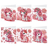 Tontut 6pcs Diamond Art Painting Kit Greeting Card, Pink Lollipop Animals 5D DIY Special Shape Diamond Painting Christmas Birthd