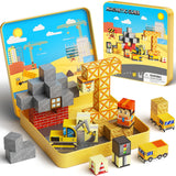 49PCS Mini Magnetic Building Blocks for Kids Ages 3-8 | STEM Educational Travel Toys with Portable Iron Storage Box | Constructi