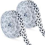 Boao 2 Pcs Soccer Ribbon 25 Yards Grosgrain Sports Design Grosgrain Ribbon Soccer Pattern Wired for Gift Package Wrapping, Flora