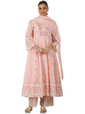 Libas Pink Organza Embroidered Kurta Sets For Women