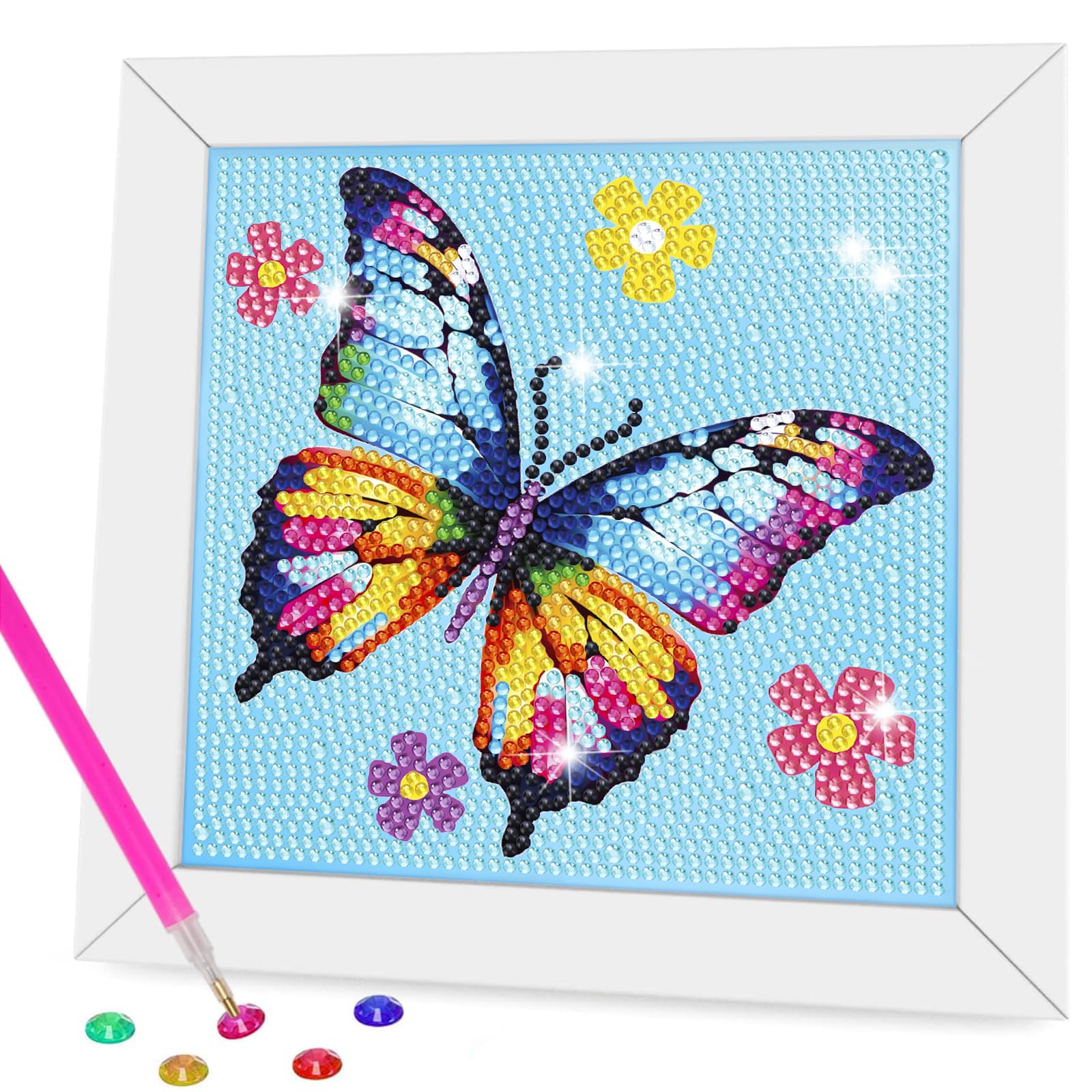 Nardoll Diamond Art Kits with Wooden Frame - Crafts for Girls - Dimond Art Paintings - Arts and Crafts - GEM Art Supplies for Bo