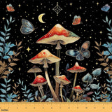 Feelyou Mushroom Fungus Fabric by The Yard Butterfly Upholstery Fabric for Chairs Wildflower Botanical for Home DIY Projects Ind