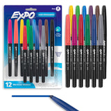 EXPO Wet Erase Markers, SemiPermanent Markers, Assorted, Fine Tip, 12 Count