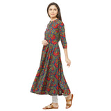Gosriki Women'S Blue Color Printed Anarkali Cotton Blend Kurti(Radi4084-Blue-S),Blue,,B082Z5X2W1