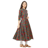 Gosriki Women'S Blue Color Printed Anarkali Cotton Blend Kurti(Radi4084-Blue-S),Blue,,B082Z5X2W1