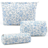 3 Pcs Makeup Bag Cosmetic Bag Set for Girls Women Checkered Travel Organizer Bathroom Toiletry Pouch Large Capacity Storage Bag(
