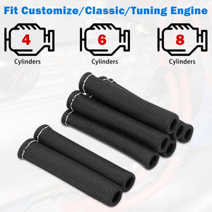 12pc Engine Spark Plug Wire Separator Divider & 8pc Spark Plug Wire Boots Protector Heat Sheild Sleeve 8mm 9mm 10mm Spark Plug W
