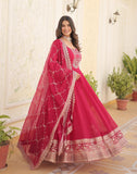 Wedani Georgette Sequins Embroidered Work Anarkali Kurta Set For Women (In Alpha L Regular Pink),PINK,L,Georgette,Anarkali,Dupatta