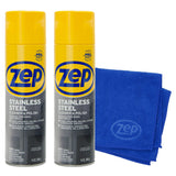 Zep Stainless Steel Cleaner & Polish 14 oz (2 Pack) & Microfiber Rag