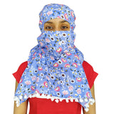 Switchon Export Quality Cotton Innovative Scarf Cum Hijab With Adjustable Closer Hook And Loop Tape (Blue_Multi)