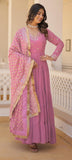 Wedani Georgette Sequins Embroidered Work Anrakali Kurta Set For Women Pink,PINK,S,Georgette,Anarkali,