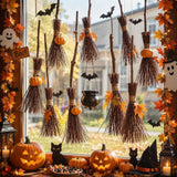 Junkin 12 Pcs 7.87'' Mini Witch Broom for Fall Halloween Hanging Decor