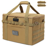 Lemubeane Tactical Camping Storage Bag - 57L Utility Tote Bag Organizer with Combination Lock and Shoulder Straps (Tan, 57L)