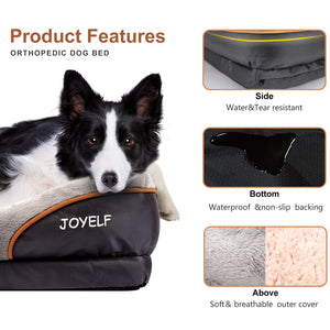 JOYELF Large Memory Foam Dog Bed, Orthopedic Dog Bed & Sofa with Removable Washable Cover and Squeaker Toy as Gift