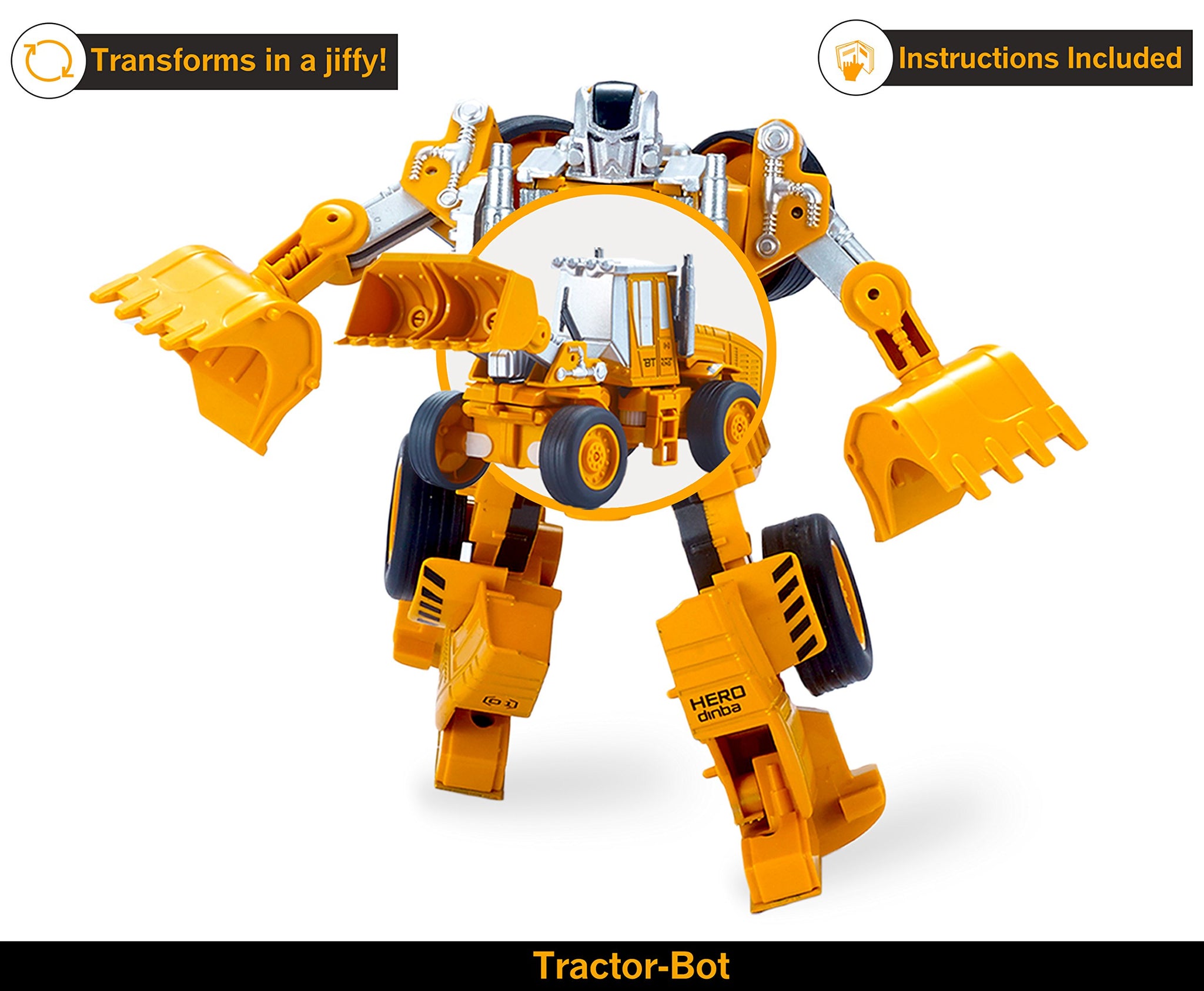 Big Mo's Toys Tractor Robot Construction Set- 5 pcs TransTruck Transforming Tracktors to Robots STEM Action Figures DIY Set- Hol