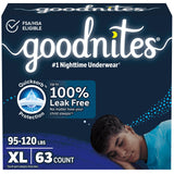 Goodnites Boys Nighttime Bedwetting Underwear, Size Extra Large (95-120 lbs), 63 Ct (3 Packs of 21), Packaging May Vary