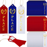 150 Pieces Award Ribbons 1st, 2nd, 3rd Place Flat Carded Set First Place Prizes with Event Card and Rope for Competition, Sports