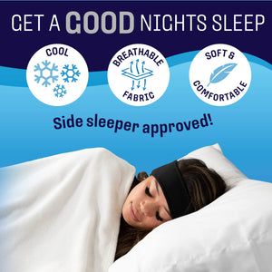 CozyPhones Over The Ear Headband Headphones - Sleep Headphones - New Contour Series with Cool Mesh Lining & Thin Earphones - Bla