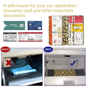 Car Registration and Insurance Card Holder - Leather Vehicle Glove Box Automobile Documents Paperwork Wallet Case Organizer for