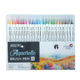 Brustro Aquarelle Brush Pen | Set Of 24 | Refillable, Art Markers For Students, Adults, Colouring Pens, Colors, Art Supplies, Pa