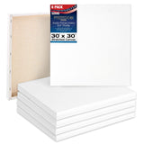 U.S. Art Supply 30 x 30 inch Stretched Canvas 12-Ounce Triple Primed, 6-Pack - Professional Artist Quality White Blank 3/4 Profi