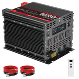 Sunivora 5000 Watt Pure Sine Wave Power Inverter with LCD 12V DC to 110V/120V AC Peak Power 10000W Car Power Inverter with 4 AC 
