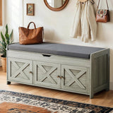 Amada Shoe Bench, Entryway Bench with Cushioned Seat & Lift Top Storage, 3 Doors, Adjustable Shelf, 300 lbs Capacity, 2-Tier Sto